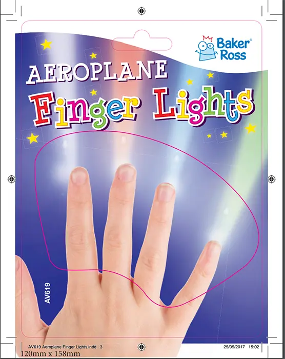 Photo de l’avis officiel: Baker Ross Aeroplane Finger Lights Doigt scintille jouet — risque: Risque chimique