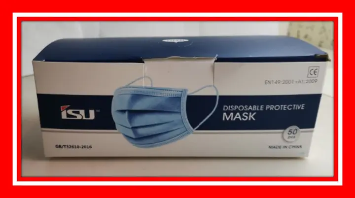 Foto uit de officiële melding: Isu Disposable protective mask Het masker van het deeltjefilter — risico: Gezondheidsrisico/overige