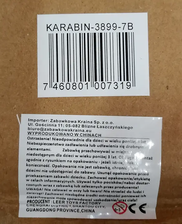 Foto aus der offiziellen Meldung: Detective / Karabin Spielzeug-Polizei gesetzt — Risiko: Ersticken & Sehschaden