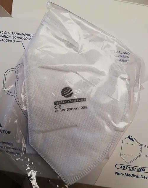 Foto uit de officiële melding: VHC Global Three-dimensional protective respirator Het masker van het deeltjefilter — risico: Gezondheidsrisico/overige