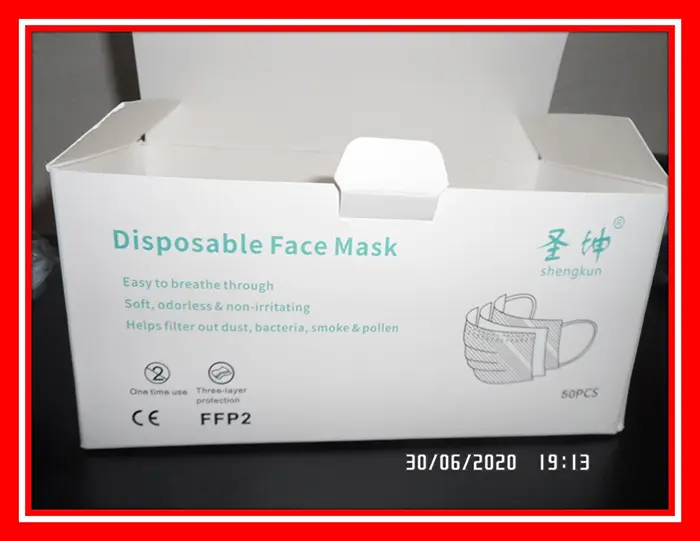 Photo de l’avis officiel: Shengkun Disposable face mask Masque de filtre à particules — risque: Risque sanitaire/autre