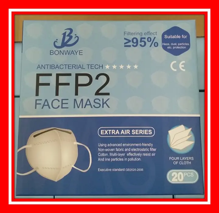 Photo from the official notice: Bonwaye FFP2 face mask particle filter mask — health risk