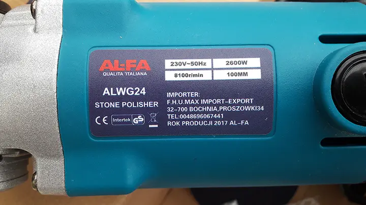 Photo from the official notice: AL-FA Stone Polisher — electric shock risk