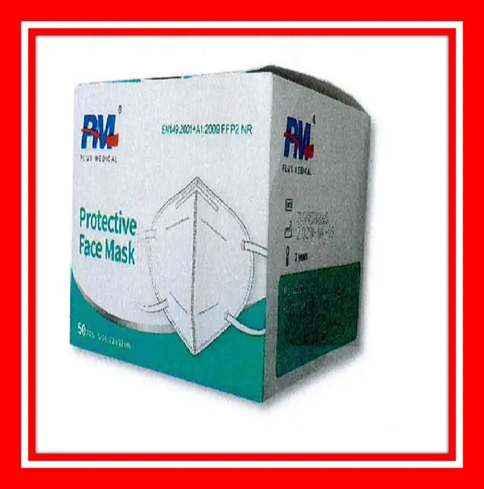 Foto uit de officiële melding: PM Plus Medical Protective Face Mask Het masker van het deeltjefilter — risico: Gezondheidsrisico/overige