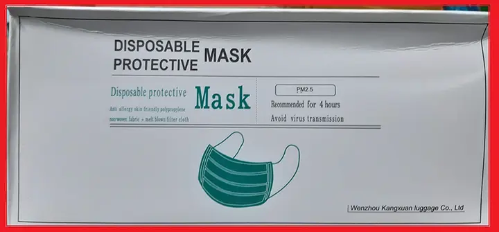 Foto uit de officiële melding: Owoge Disposable protective mask Het masker van het deeltjefilter — risico: Gezondheidsrisico/overige