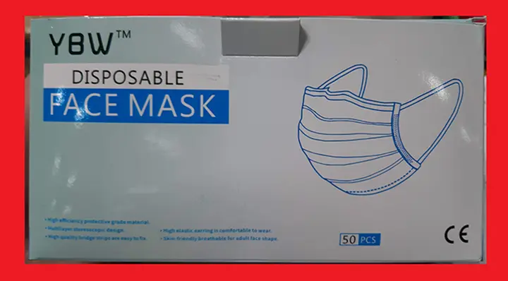 Photo de l’avis officiel: YBW Disposable face mask Masque de filtre à particules — risque: Risque sanitaire/autre