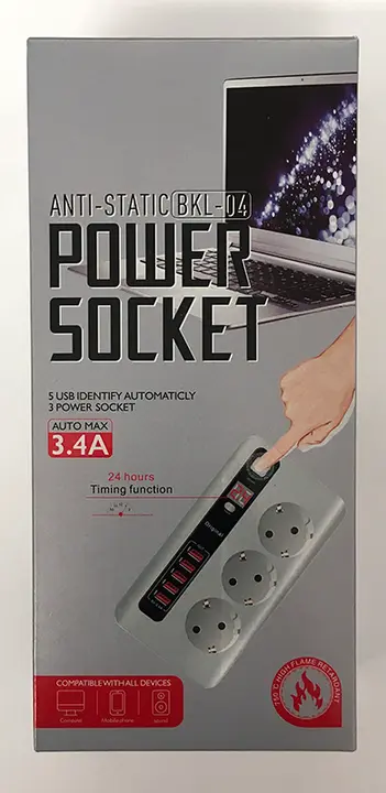 Photo de l’avis officiel: Anti-static Power Socket Plomb d’extension du secteur — risque: Choc électrique