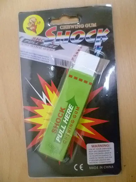 Foto do aviso oficial: Electric shock chewing gum Goma de brinquedo — risco: Choque elétrico