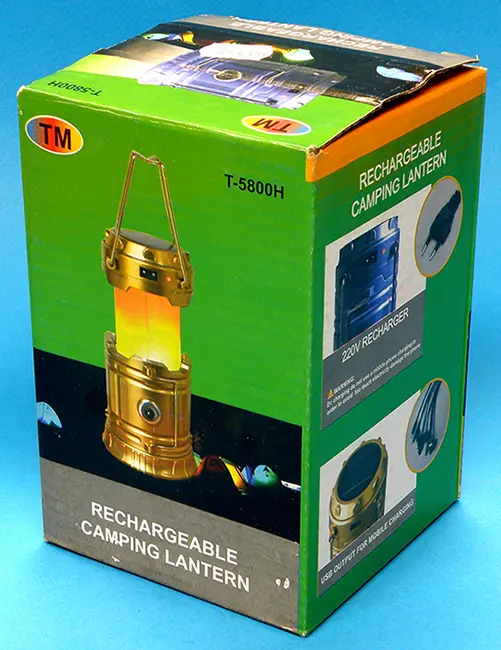 Foto dell’avviso ufficiale: TM RECHARGEABLE CAMPING  LANTERN Lampada a LED portatile — rischio: Ustioni & Scossa elettrica