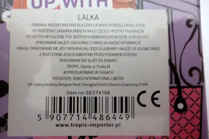 Foto do aviso oficial: Sweet Love Boneca de plástico — risco: Químico (A12/01229/20)