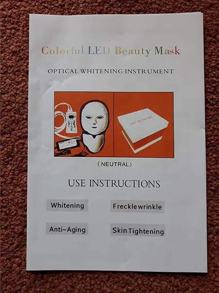 Foto uit de officiële melding: Colourful LED Beauty Mask: Optical Whitening Instrument LED schoonheidsmasker — risico: Brandwonden & Elektrische schok