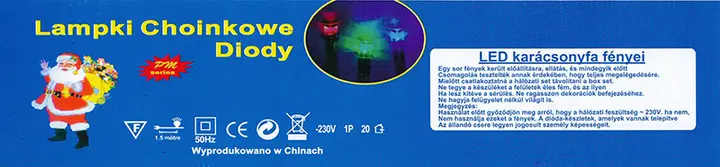 Photo from the official notice: Pm series Lampki Choinkowe Diody / LED karácsonyfa fényei lighting chain — burns & electric shock risk