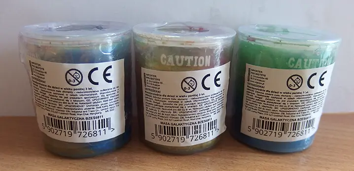 Photo de l’avis officiel: BIGTOYS Barrel-o-Slime / Masa Galaktyczna Slime de jouet — risque: Risque chimique
