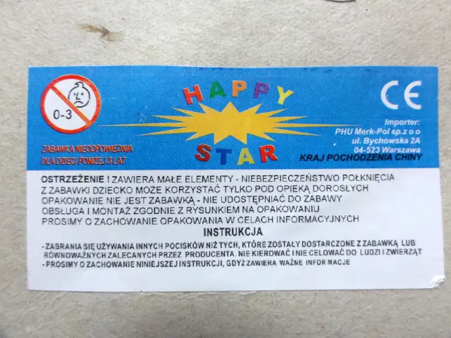Foto uit de officiële melding: Happy Star Pistolet na strzalki Plastic speelgoedpistool — risico: Chemische risico's
