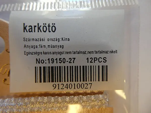 Photo de l’avis officiel: Karkötő / Bijou For You Bracelet — risque: Risque chimique