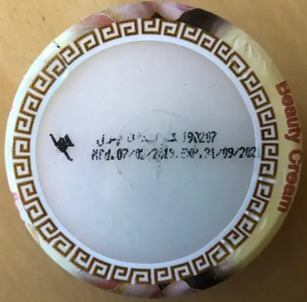 Photo de l’avis officiel: Golden Pearl Beauty Cream Crème éclaircissante pour la peau — risque: Risque chimique (A12/01220/20)