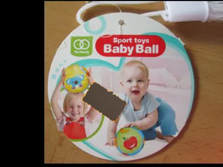 Foto uit de officiële melding: Ya Hong Sport toys Baby Ball Kunststof bal — risico: Chemische risico's
