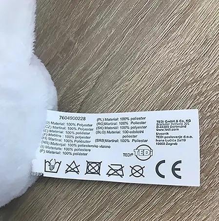 Foto do aviso oficial: Tedi Chaveiro com um brinquedo macio — risco: Engasgamento