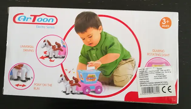 Photo from the official notice: Flash Carriage battery-operated toy — choking & cuts risk