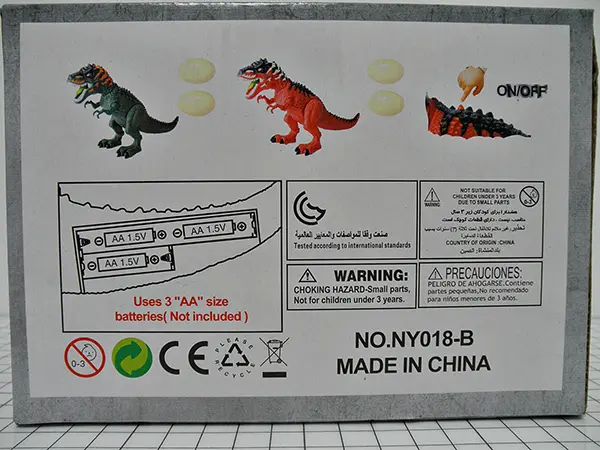 Foto uit de officiële melding: NANYU DINOSAUR WORLD Plastic speelgoed dinosaurus — risico: Verstikking door inslikken