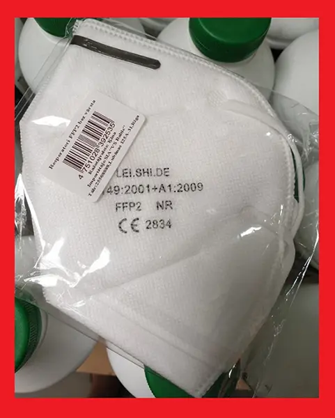 Photo de l’avis officiel: FFP2 NR Masque de filtre à particules — risque: Risque sanitaire/autre