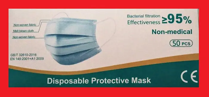 Photo de l’avis officiel: Disposable Protective Mask Masque de filtre à particules — risque: Risque sanitaire/autre (INFO/00140/20)