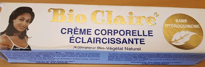 Photo from the official notice: Bio Claire Creme Corporelle Eclaircissante skin lightening cream — chemical risk