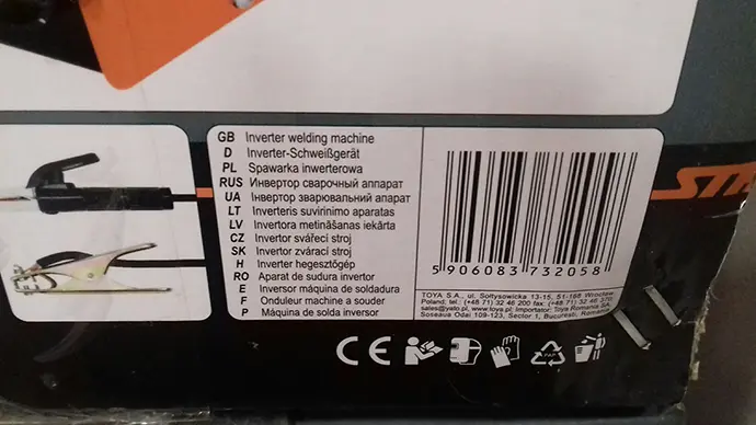 Photo de l’avis officiel: STHOR Inverter welding machine Machine de soudage d’onduleur — risque: Choc électrique & Incendie