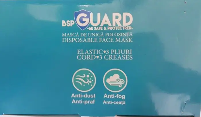 Photo de l’avis officiel: BSPGUARD Disposable face mask Masque filtre à particules — risque: Risque sanitaire/autre (INFO/00145/20)