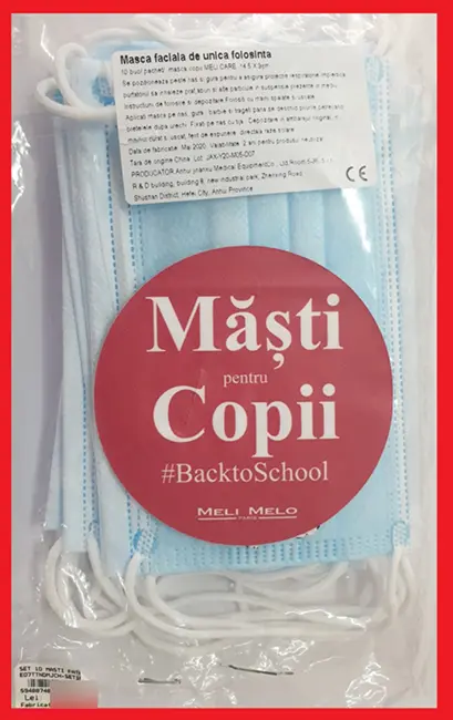 Photo de l’avis officiel: #BacktoSchool Meli Melo Disposable protective mask for children Masque filtre à particules — risque: Risque sanitaire/autre