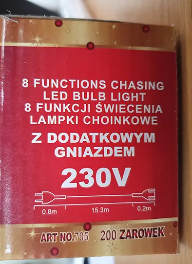 Photo from the official notice: lampki choinkowe lighting chain — electric shock risk (A12/01626/20)