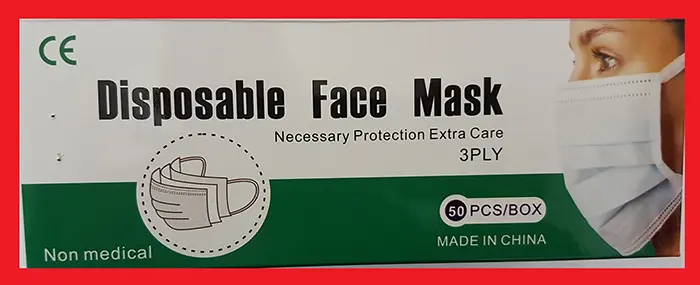 Photo de l’avis officiel: Disposable Protective Mask Masque filtre à particules — risque: Risque sanitaire/autre (INFO/00164/20)