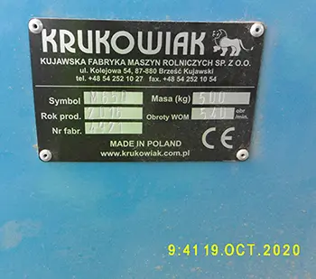 Photo from the official notice: Krukowiak Obcinarka śmigłowa do cebuli M650 onion propeller cutter — cuts risk