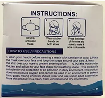 Foto uit de officiële melding: FACE MASK - Disposable Protective Mask Deeltjesfiltermasker — risico: Gezondheidsrisico/overige