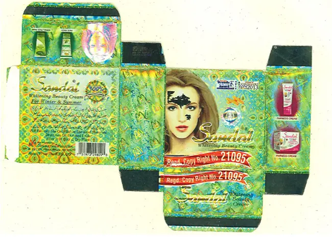 Foto do aviso oficial: Sandal Whitening Beauty Cream Produto para clarear a pele — risco: Químico