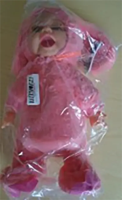 Foto dell’avviso ufficiale: Perfeclan Pink plush baby doll Bambola per bambini — rischio: Rischio chimico & Ostruzione delle vie aeree