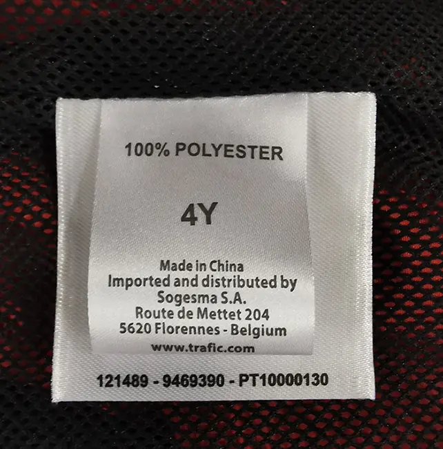 Photo from the official notice: TQF orange waterproof jacket — strangulation risk