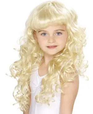 Foto do aviso oficial: Smiffys Girl's Princess Wig, Blonde, Curly Traje de fantasia — risco: Queimaduras