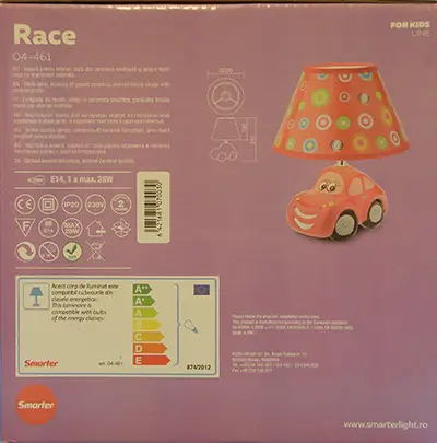 Foto dell’avviso ufficiale: Smarter Race; Beltéri asztali lámpa Lampada da scrivania — rischio: Ustioni & Scossa elettrica