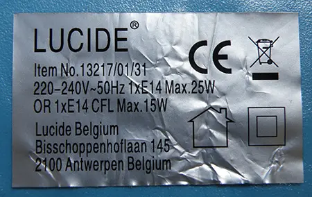 Foto do aviso oficial: Lucide BALLOON Lâmpada de mesa/parede — risco: Queimaduras & Choque elétrico