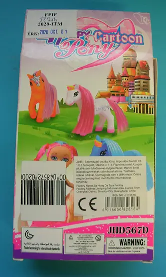 Photo from the official notice: Jia Hong Da Happy Carbon Pony plastic doll set — chemical risk