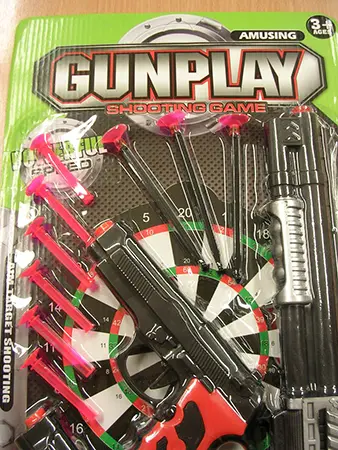 Photo de l’avis officiel: GUNPLAY SHOOTING GAME Jeu d’armes à jouet — risque: Risque chimique & Étouffement