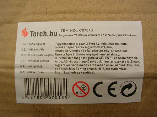 Photo from the official notice: XIN WU Police Force toy gun set — choking risk
