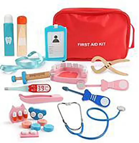 Foto dell’avviso ufficiale: BeebeeRun Children's Wooden Doctor's Toy Set Kit medico giocattolo — rischio: Ostruzione delle vie aeree & Lesioni