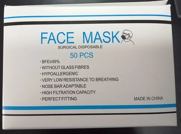 Photo de l’avis officiel: Face Mask Surgical Disposable Masque de filtre à particules — risque: Risque sanitaire/autre