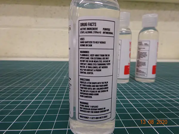 Photo de l’avis officiel: Yucky Hands Hand Sanitiser Gel Désinfectant pour les mains — risque: Brûlures & Incendie