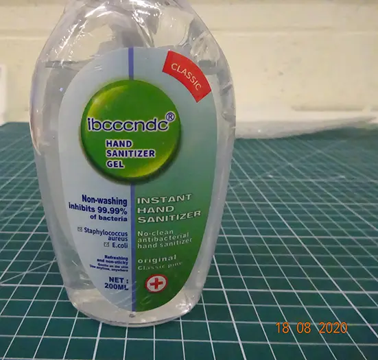 Photo de l’avis officiel: ibcccndc Hand Sanitiser Désinfectant pour les mains — risque: Brûlures & Risque chimique