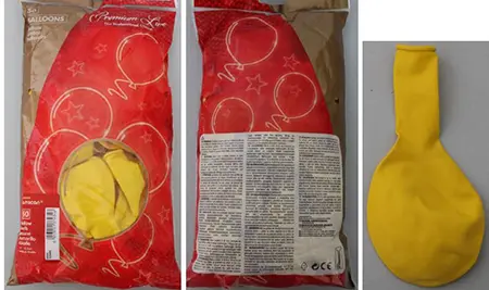 Photo de l’avis officiel: Amscan Balloons - Premiumline - Yellow Ballon — risque: Risque chimique