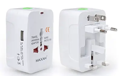 Foto aus der offiziellen Meldung: Maxah Travel Universal Plug Adaptor Steckeradapter — Risiko: Elektrischer Schlag