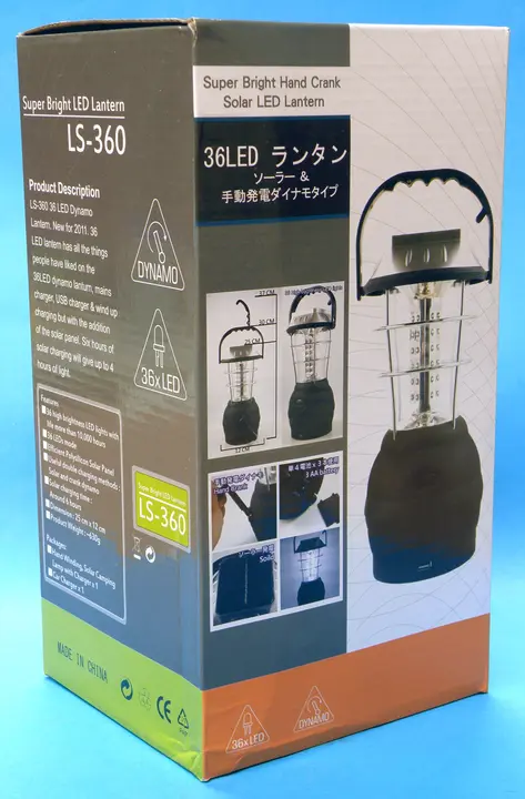 Foto aus der offiziellen Meldung: Super Bright Hand Crank Solar LED Lantern / Kemping fény Tragbare LED-Lampe — Risiko: Verbrennungen & Elektrischer Schlag